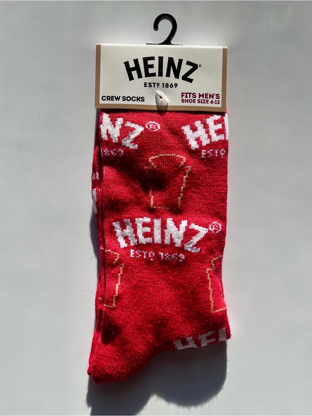 Heinz Logo Crew Socks - Red - Funny Unisex Casual Socks - Men 6-12 / W 8-14